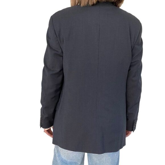 Vintage Valentino Navy Blue Wool Oversized Preppy Blazer Dark Academia Sz 40R - Picture 5 of 11